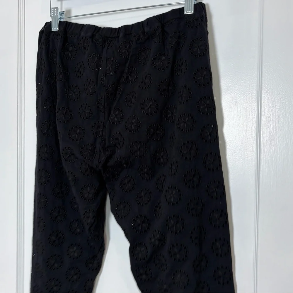 JOHNNY WAS Ayla Black Eyelet Lace Legging Scalloped Hem Pants - Picture 7 of 13